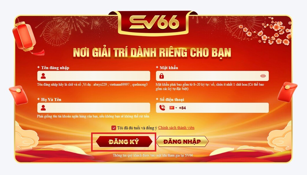 Điền thông tin và nhấn đăng ký để hoàn tất